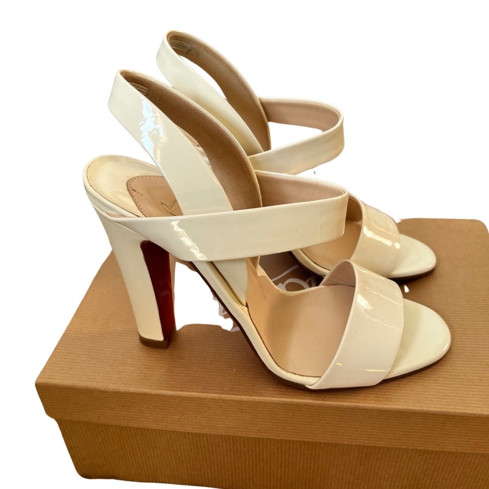 Louboutin patent leather strappy sandals size 37